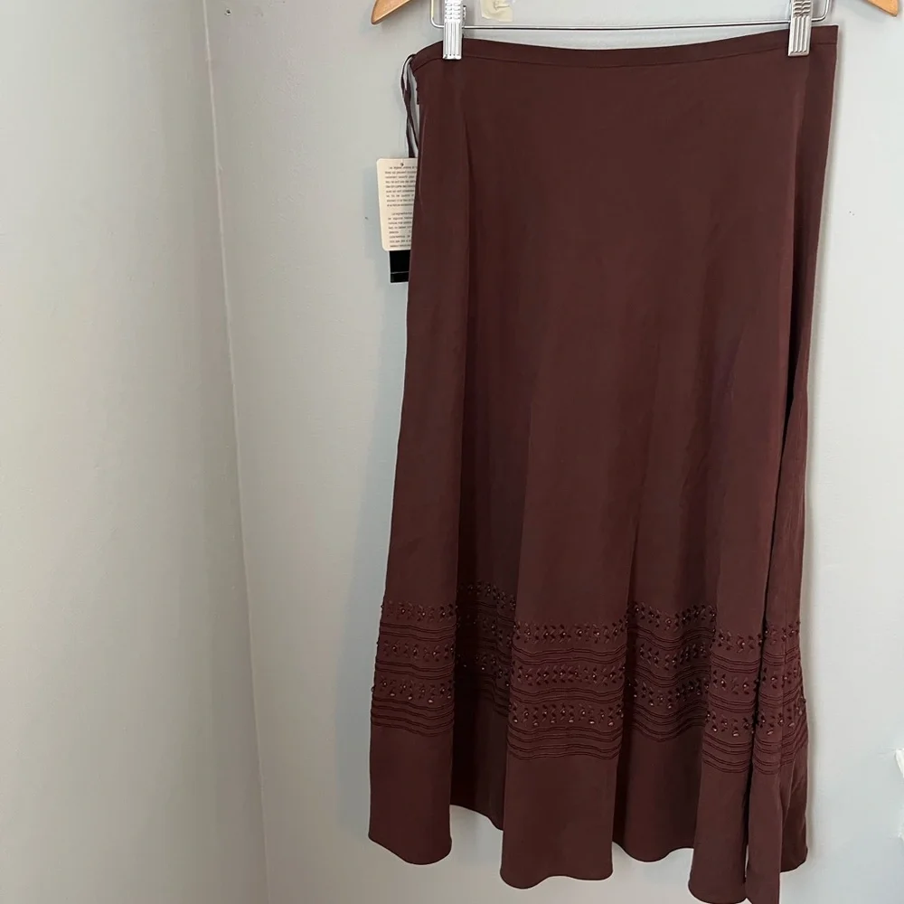 Jones‎ New York Brown A-Line Midi Skirt with Pleats for Casual Work